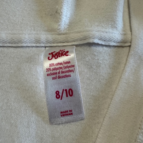 Justice Bathing Suit Cover up White Hooded Tunic with Pocket Girls Size 8/10 - Picture 5 of 9